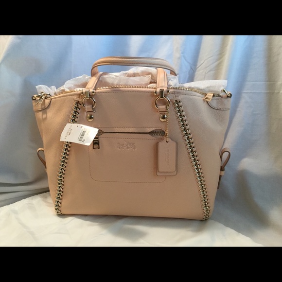NWT Coach Apricot Whipstitch Leather Satchel 34339